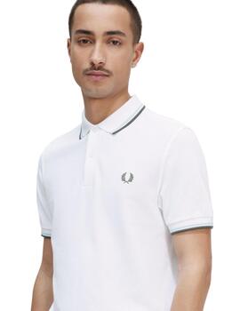 Polo Fred Perry Twin Tipped Hombre Blanco