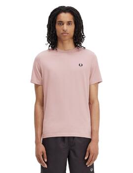 Camiseta Fred Perry Crew Neck Hombre Rosa