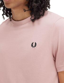 Camiseta Fred Perry Crew Neck Hombre Rosa