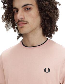 Camsieta Fred Perry Twin Tipped Hombre Rosa