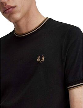 Camiseta Fred Perry Twin Tipped Hombre Negro