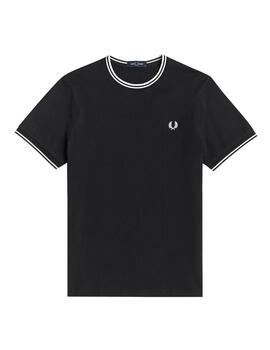 Camiseta Fred Perry Twin Tipped Hombre Negro