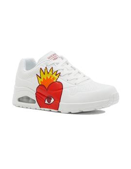 Zapatillas Skechers Uno-Flaming Heart Mujer Blanco