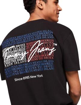 Camiseta Tommy Regular Vintage Hombre Negro