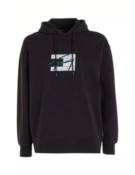 Sudadera Tommy Relaxed Graffiti Hombre Negro