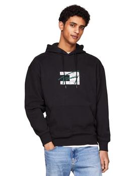 Sudadera Tommy Relaxed Graffiti Hombre Negro