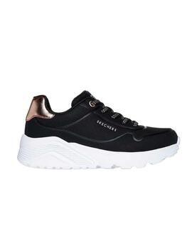 Zapatillas Skechers Uno Lite Metallic Mode Junior Negro