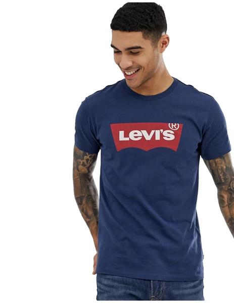 Compatible con Ninguna Intrusión Camiseta Levis Logo Grande Hombre Azul