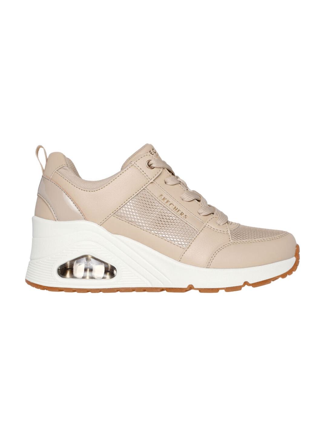 Zapatillas Skechers Uno Wedge Mujer Beige