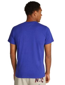 Camiseta Tommy Tjm Slim Linear Chest Hombre Azul