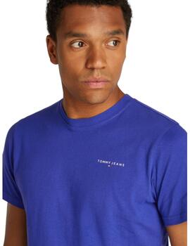 Camiseta Tommy Tjm Slim Linear Chest Hombre Azul