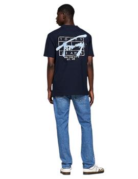 Camiseta Tommy Tjm Regular Spray Hombre Azul