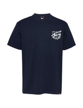 Camiseta Tommy Tjm Regular Spray Hombre Azul