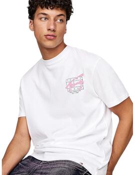 Camiseta Tommy Tjm Regular Spray Hombre Blanca