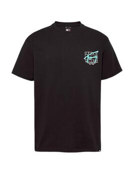 Camiseta Tommy Tjm Regular Spray Hombre Negra