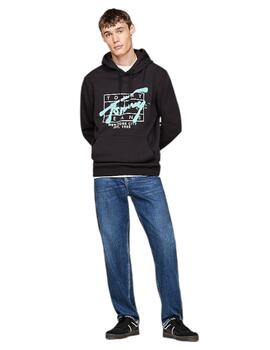 Sudadera Tommy Tjm Reg Spray Hombre Negro