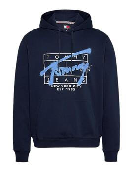 Sudadera Tommy Tjm Reg Spray Hombre Azul