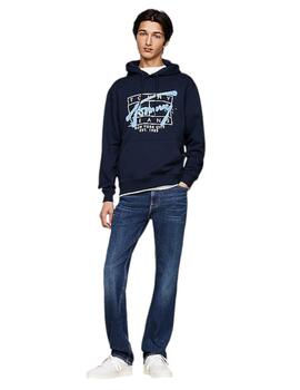 Sudadera Tommy Tjm Reg Spray Hombre Azul