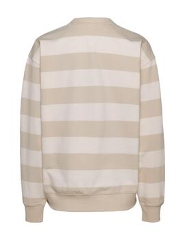 Sudadera Tommy Tjm Stripe Mujer Beige