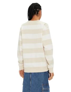 Sudadera Tommy Tjm Stripe Mujer Beige