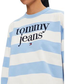 Sudadera Tommy Tjm Stripe Mujer Azul