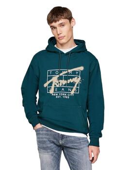 Sudadera Tommy Tjm Reg Spray Hombre Verde