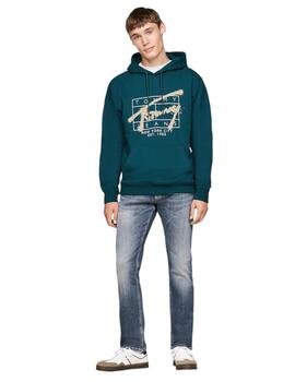 Sudadera Tommy Tjm Reg Spray Hombre Verde