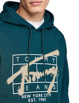 Sudadera Tommy Tjm Reg Spray Hombre Verde