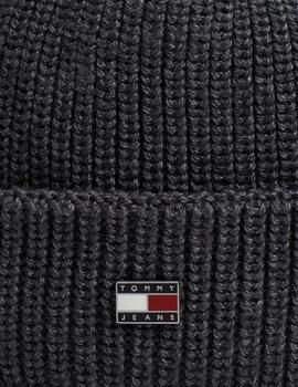 Gorro Tommy Tjm Heritage Short Beanie Unisex Gris Oscuro