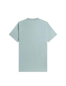 Camiseta Fred Perry Bordada Hombre Azul Plata