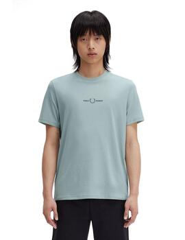 Camiseta Fred Perry Bordada Hombre Azul Plata