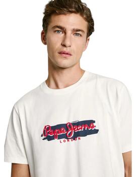 Camiseta Pepe Jeans Fit Regular Hombre Blanco