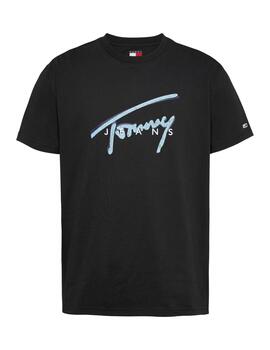 Camiseta Tommy RWB Signatur Hombre Negro