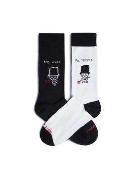 Calcetines Jimmy Lion DR Jekyll And MR Hyde Unisex Blanco y Negro