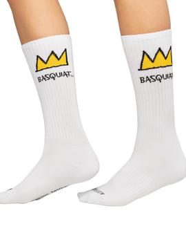 Calcetines Jimmy Lion Athletic Basquiat Crown Unisex Blanco