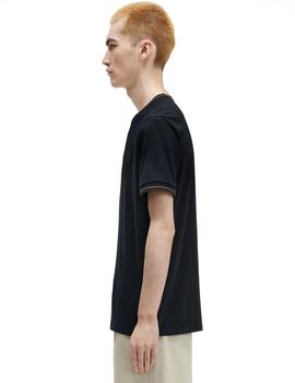 Camiseta Fred Perry Twin Tipped Hombre Negro