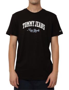 Camiseta Tommy Slim Varsity Pop Hombre Negro