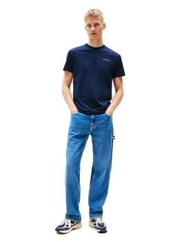 Camiseta Tommy Slim Linear Hombre Azul