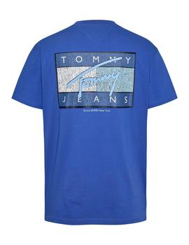 Camiseta Tommy Regular Flag Hombre Azul