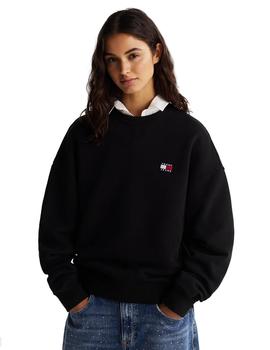 Jersey Tommy Badge Crew Mujer Negro