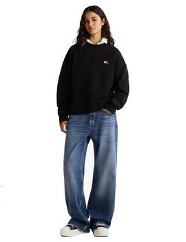 Jersey Tommy Badge Crew Mujer Negro