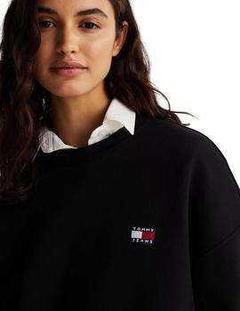 Jersey Tommy Badge Crew Mujer Negro