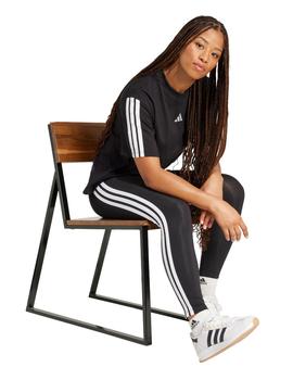 Mallas Adidas Essentials Cotton 3 bandas Mujer Negro