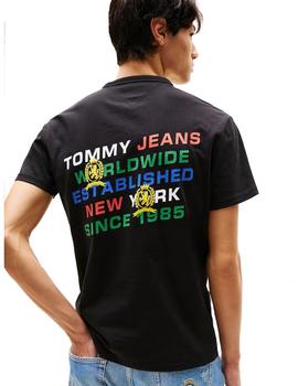 Camiseta Tommy Crest Graphic Hombre Negra