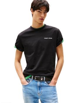 Camiseta Tommy Crest Graphic Hombre Negra