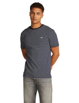 Camiseta Tommy Slim Stripe Hombre Azul