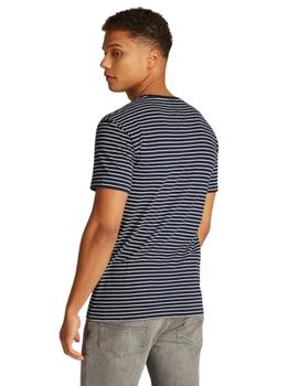 Camiseta Tommy Slim Stripe Hombre Azul