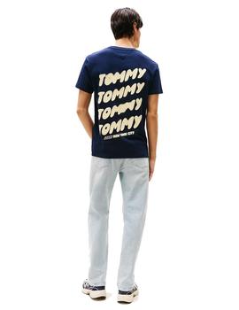 Camiseta Tommy Bubble Back Hombre Azul