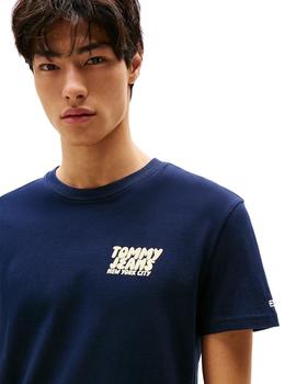 Camiseta Tommy Bubble Back Hombre Azul