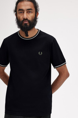 Camiseta Fred Perry Twin Tipped Hombre Negro